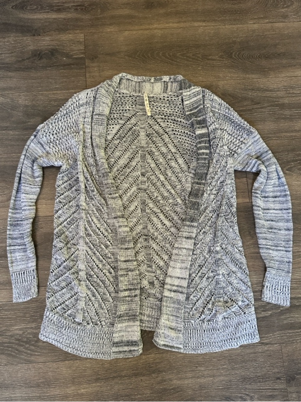 Leo & Nicole Gray Open-Front Knit Cardigan Size L EUC